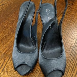 Blue satin peep toe heels size 8